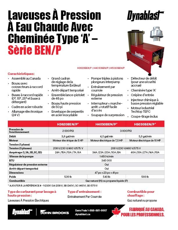 Dynablast Spécs série BEN-P électriques