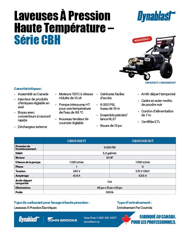 Dynablast Spécs série CBH électriques