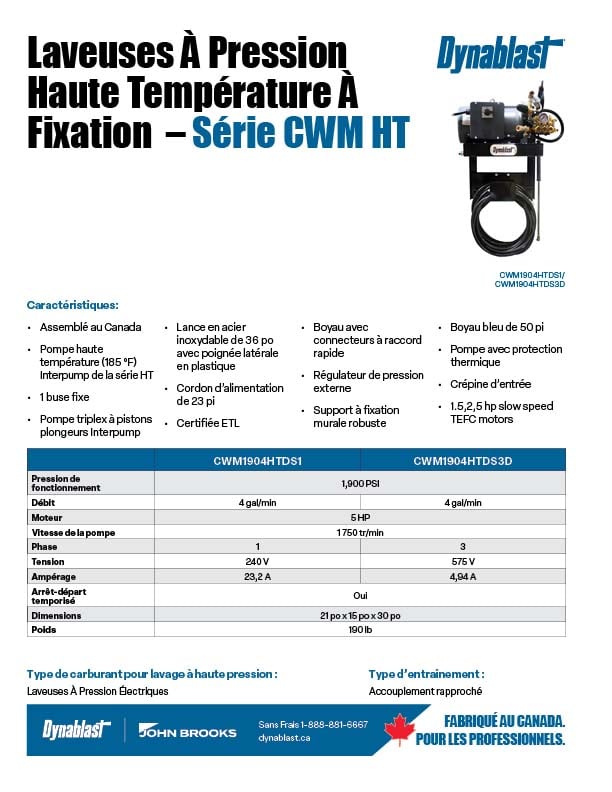 Dynablast Spécs série CWMHT électriques