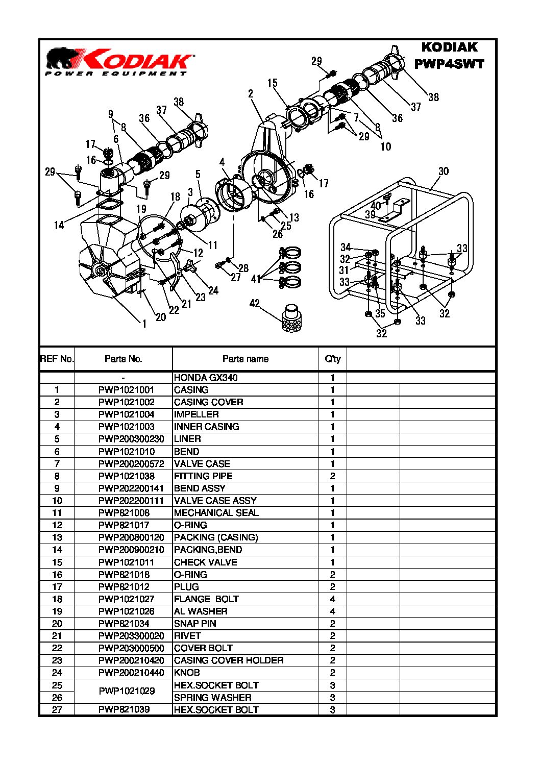 PWP4SWT Parts Breakdown