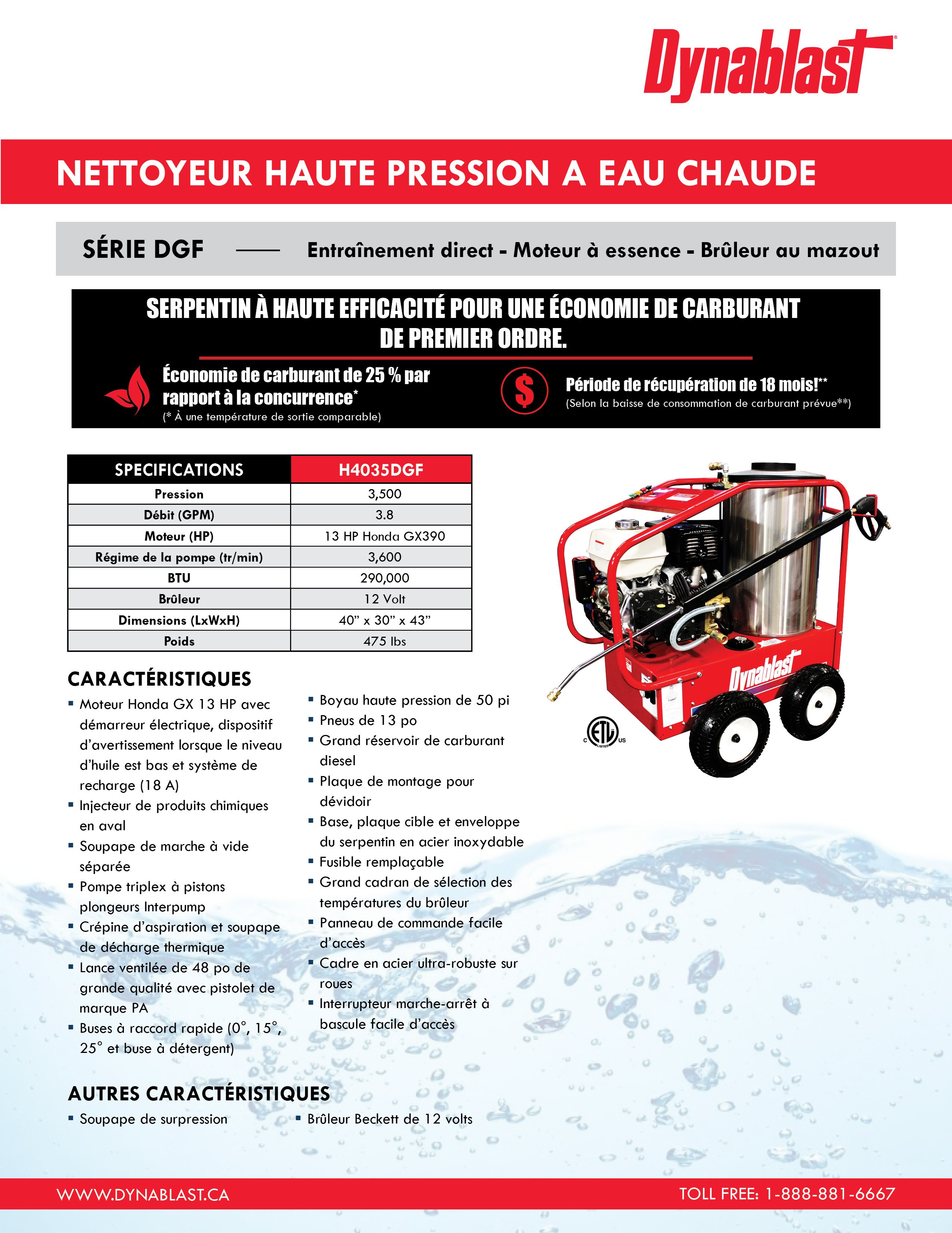 Dynablast H4035DGF French Spec Sheet