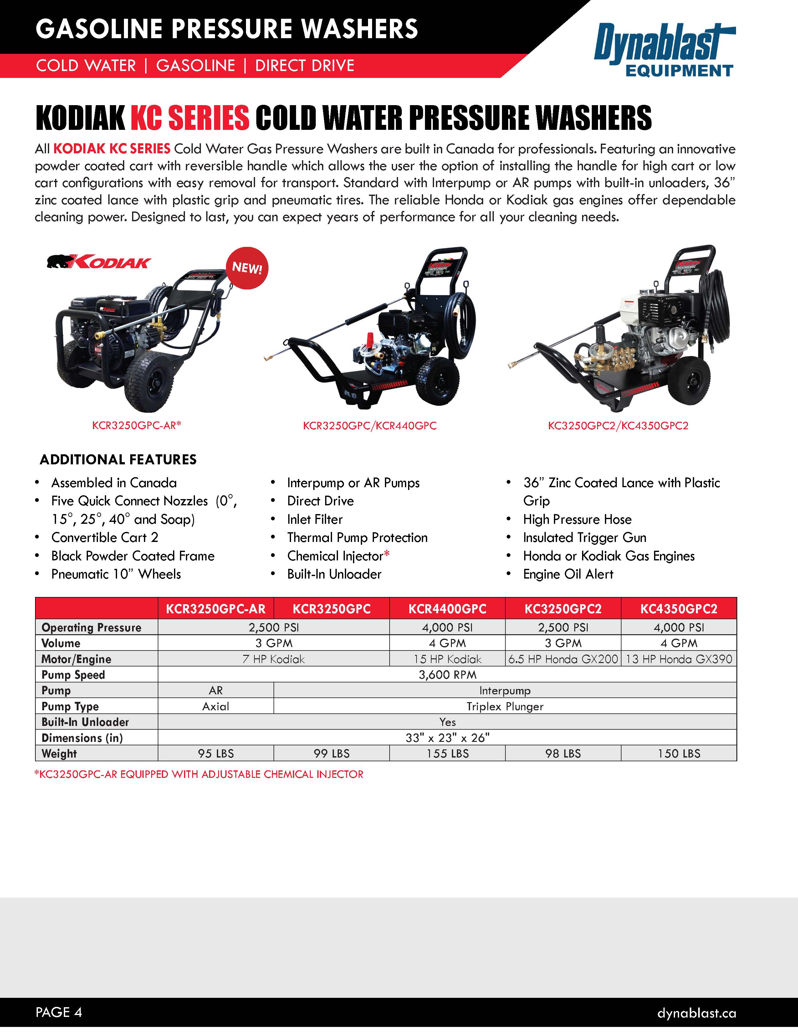 Kodiak KC Gasoline Series Spec