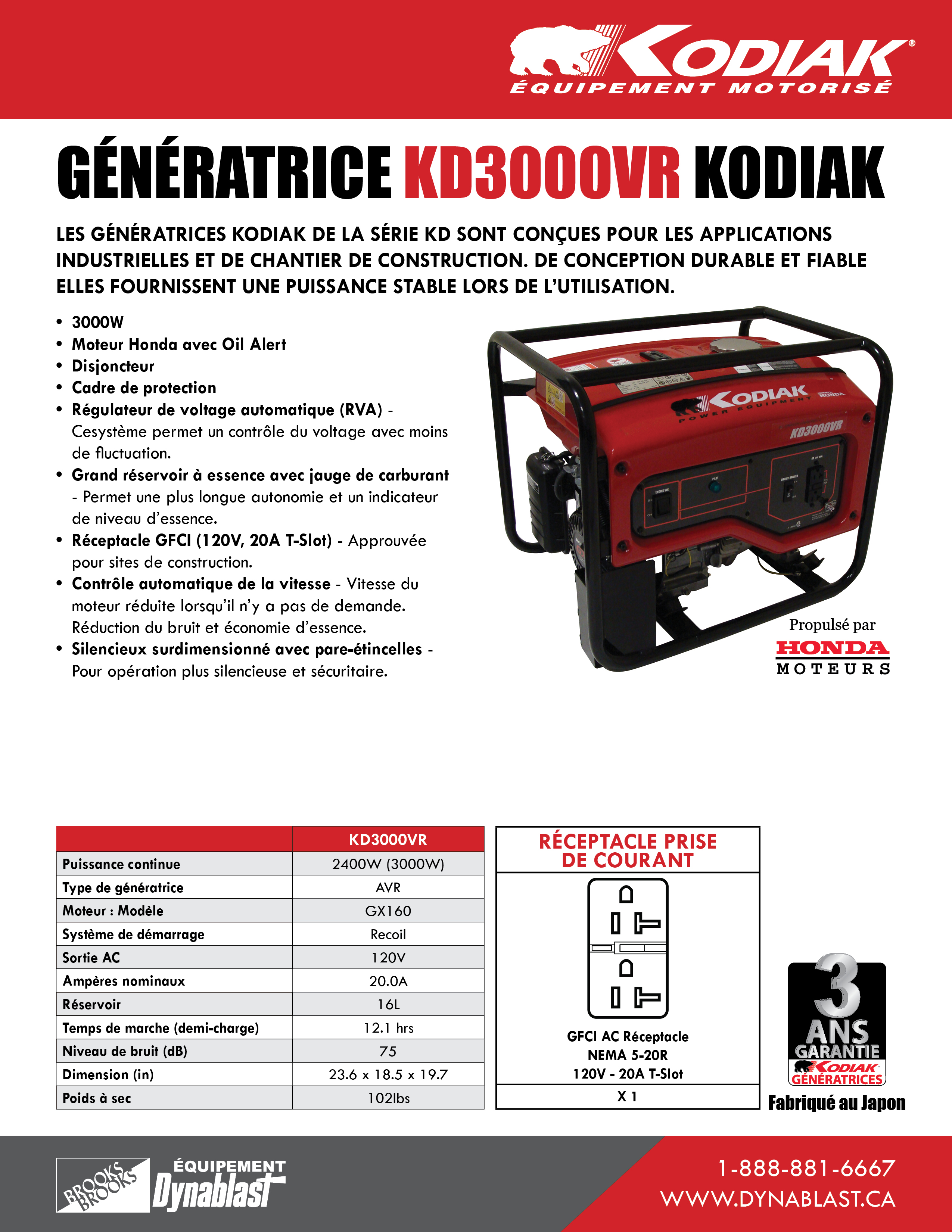 Génératrice KD3000VR Kodiak Spec