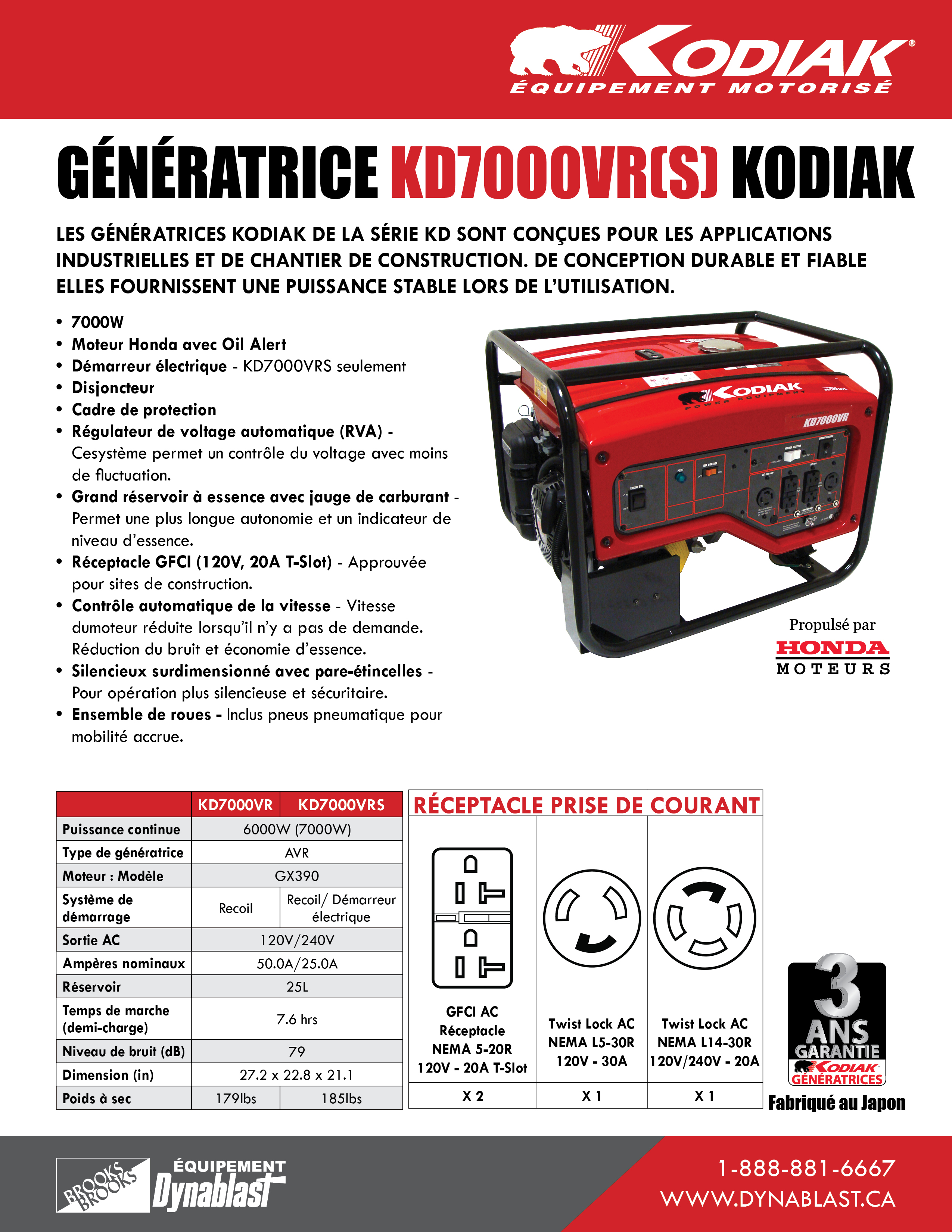Génératrice KD7000VR(S) Kodiak Spec