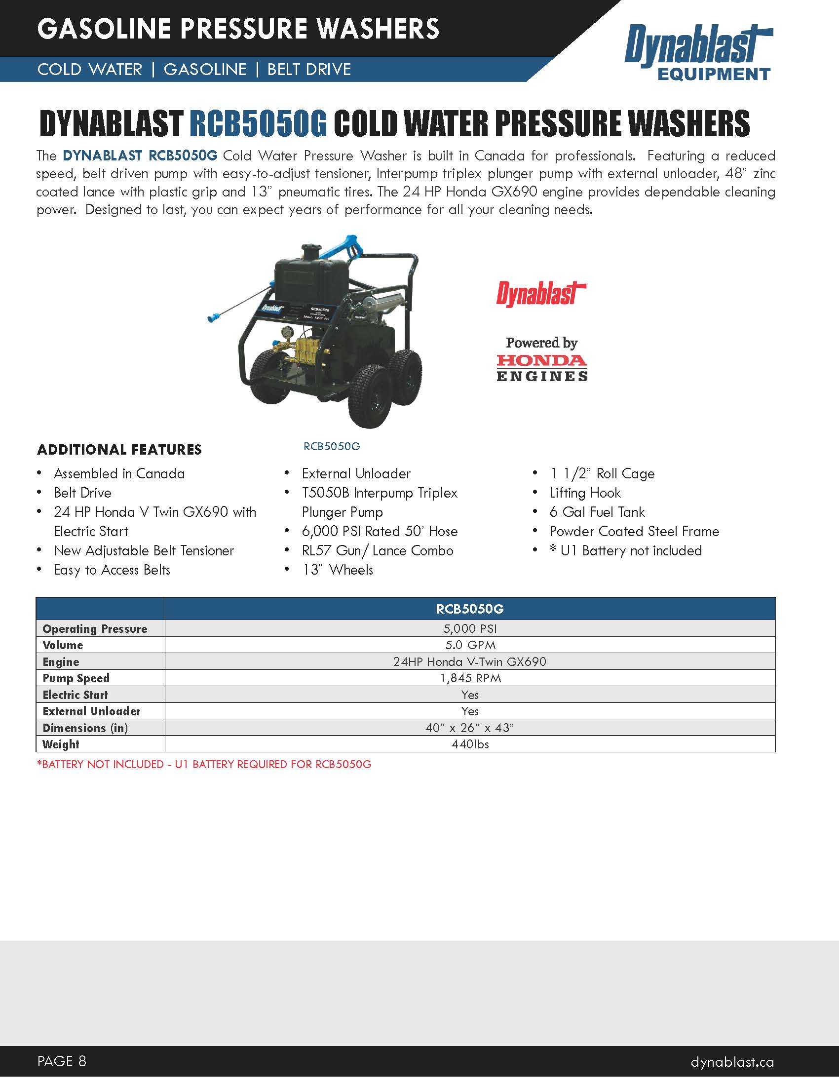 Dynablast RCB5050 Spec