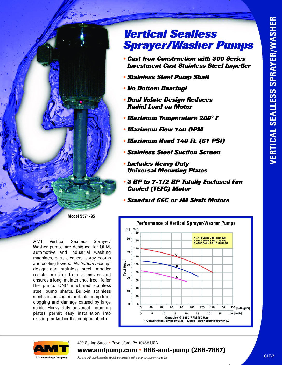 AMT Vertical Seal less Sprayer Washer Pumps