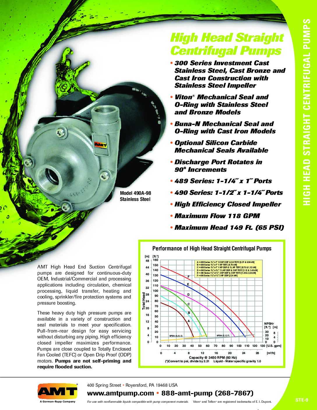 AMT High Head Straight Centrifugal Pumps