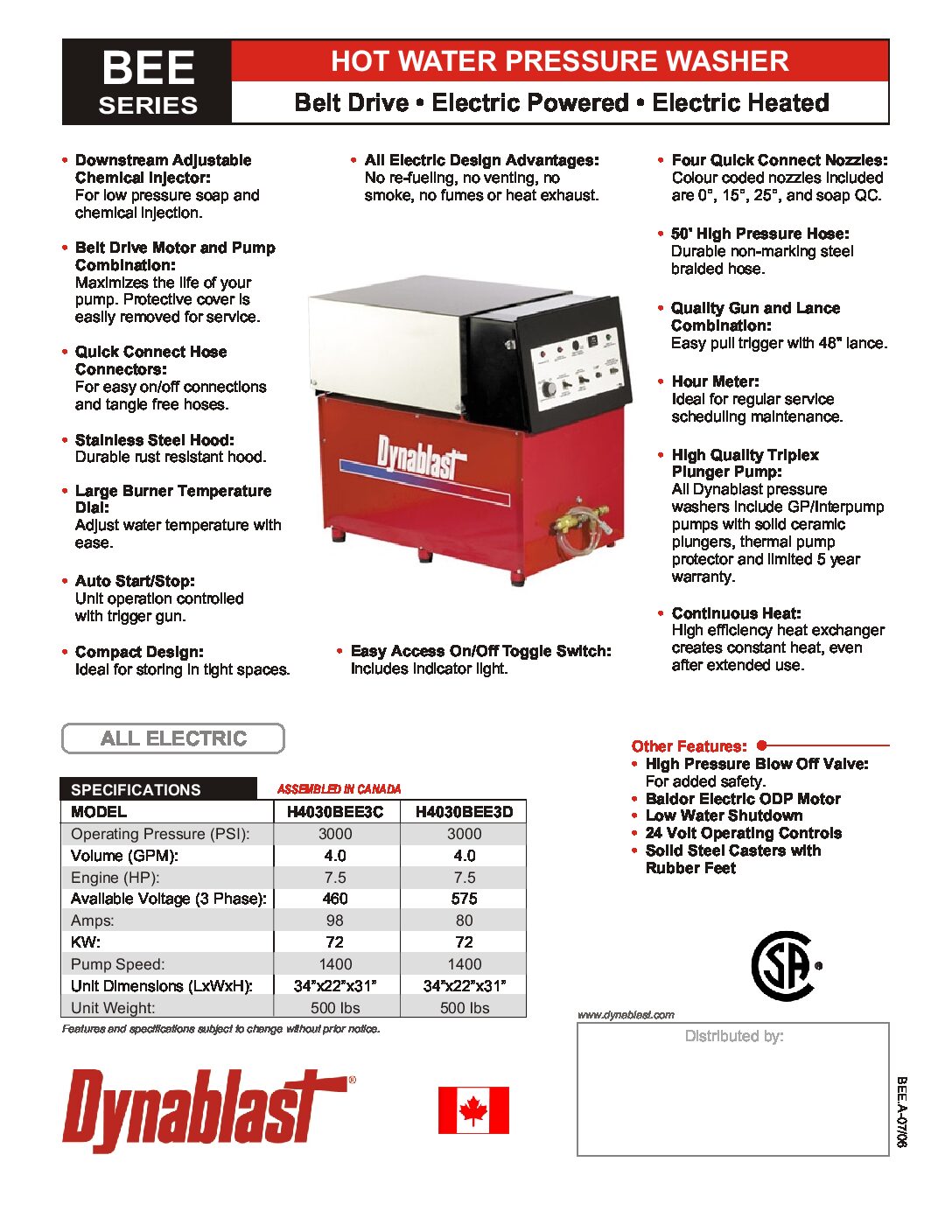 Dynablast H4030BEE3C/D Hot Water Pressure Washer