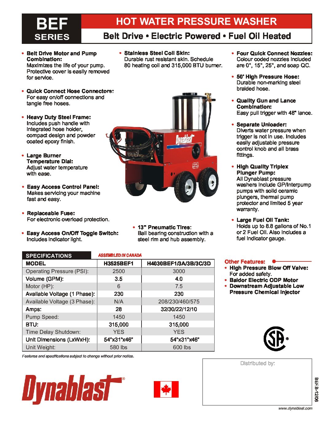 Dynablast H4030BEF3C Hot Water Pressure Washer