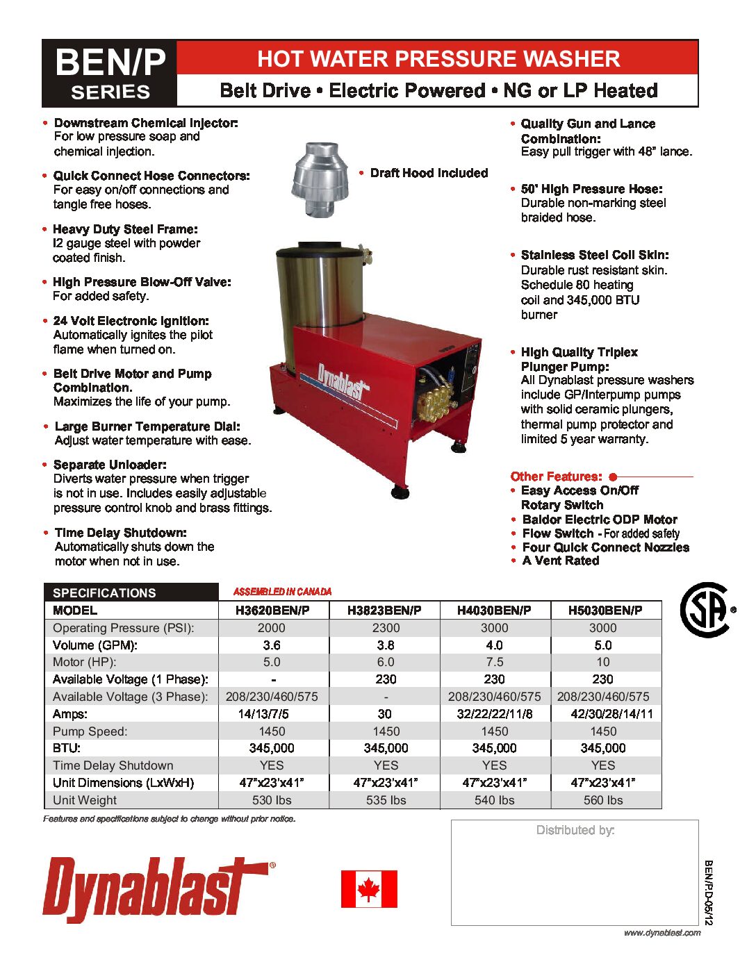 Dynablast H5030BEN/P Hot Water Pressure Washer