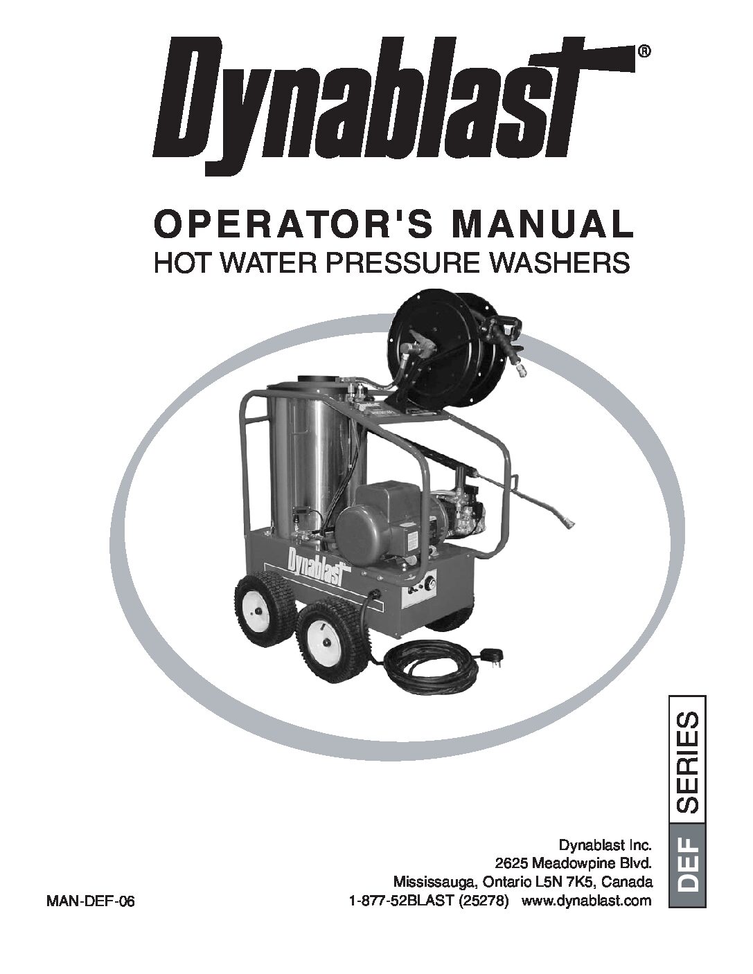 Dynablast H3025DEF1 Hot Water Pressure Washer manual English