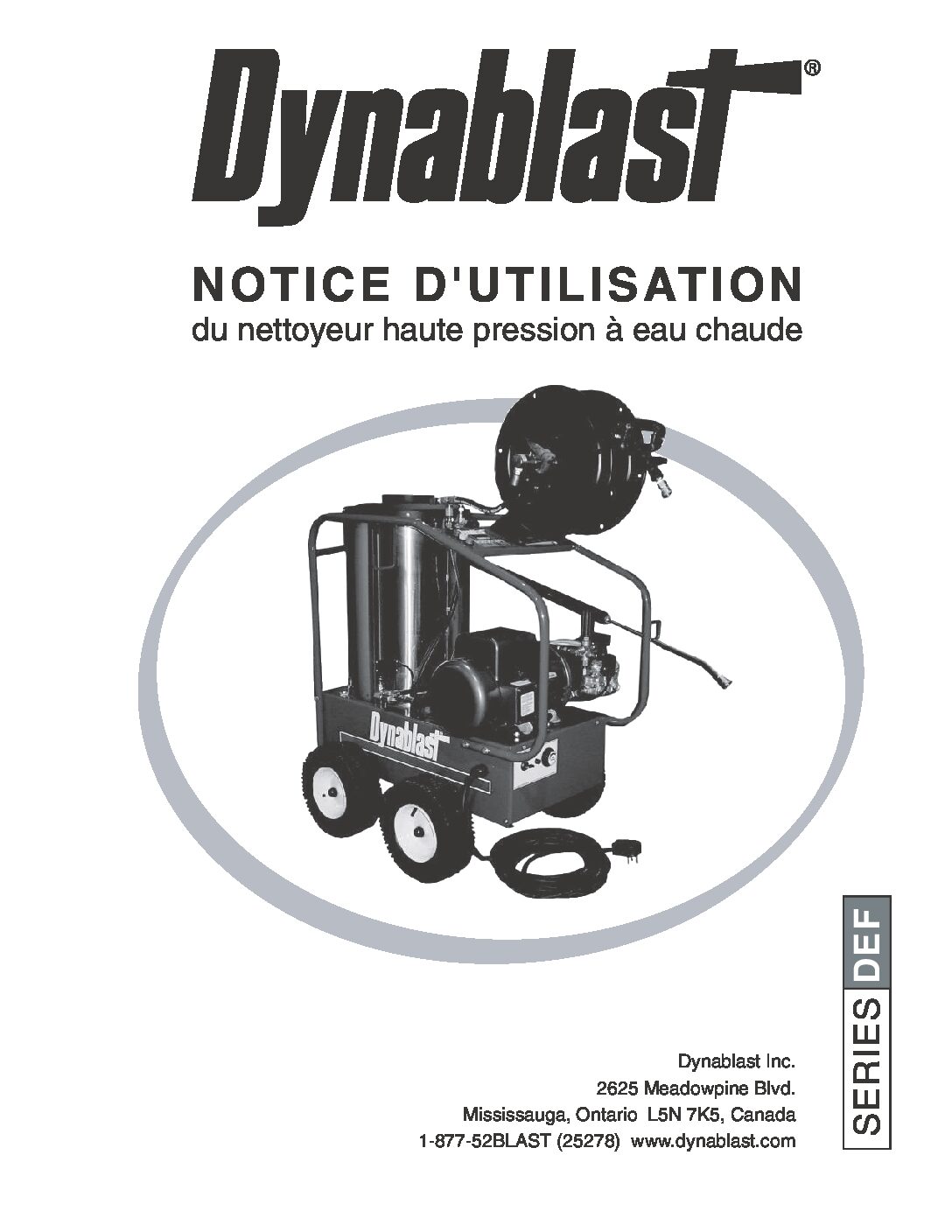 Dynablast H3025DEF1 Hot Water Pressure Washer manual French