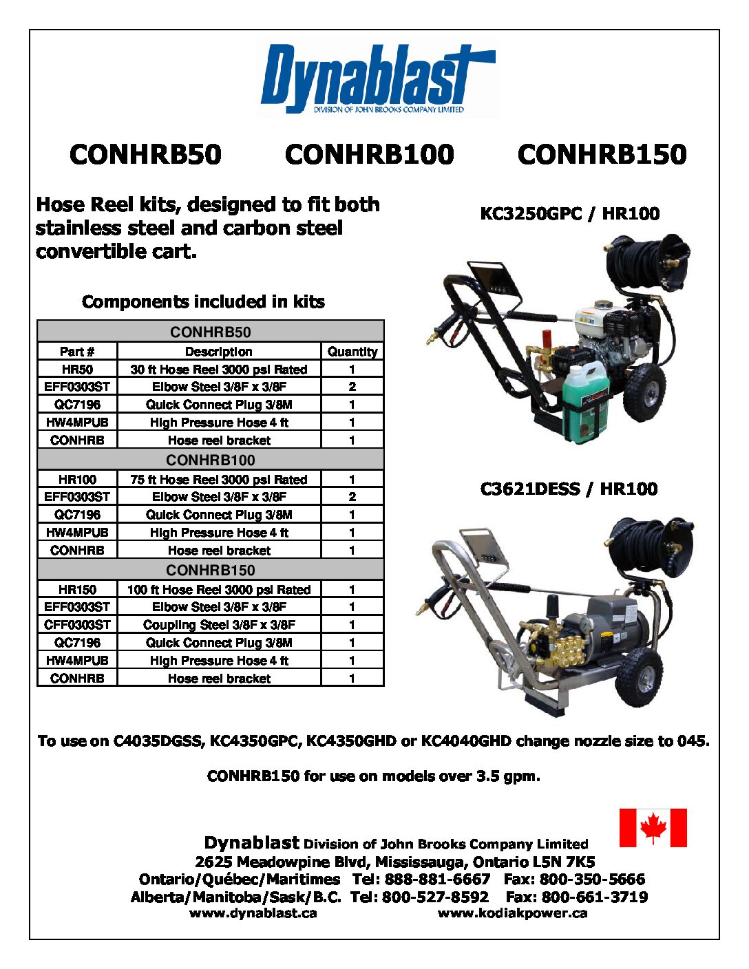 CONHRB100 Hose Reel Kits