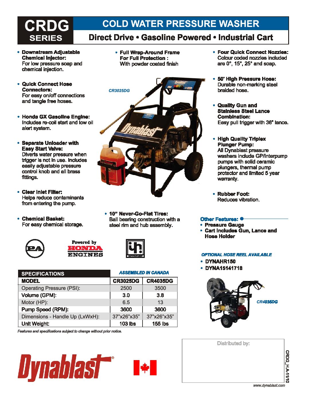 Dynablast CR4035DG Cold Water Pressure Washer