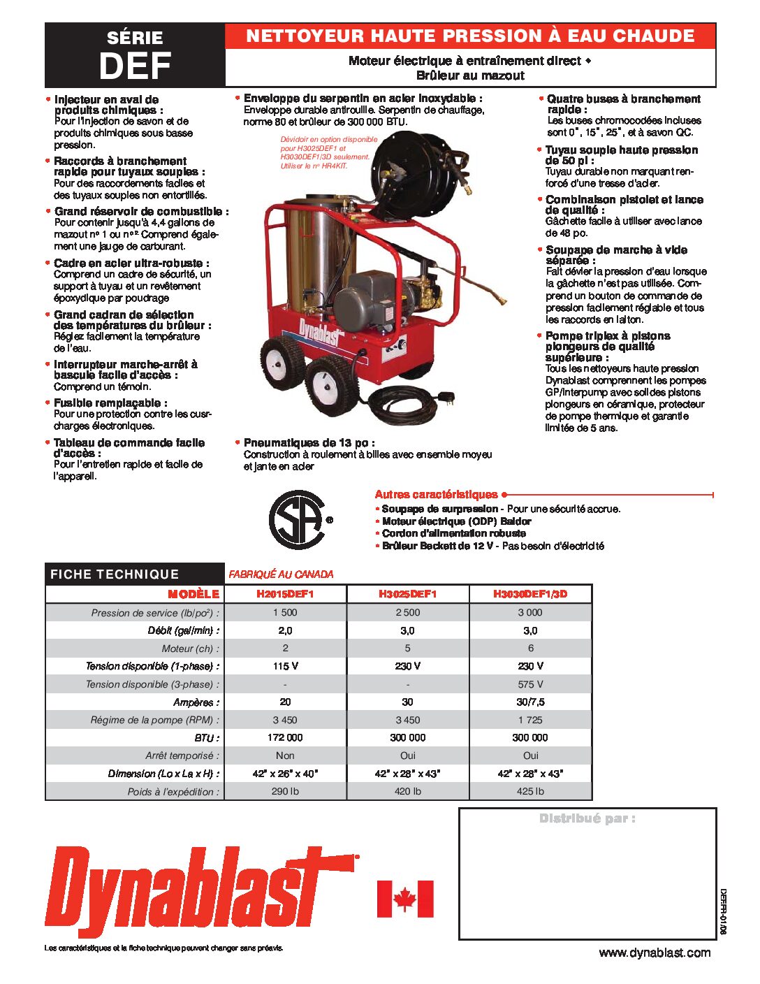 Dynablast H3025DEF1 Hot Water Pressure Washer - FR