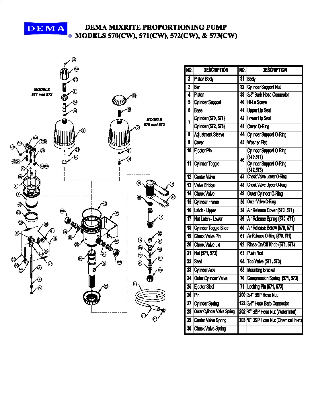 Dema Mix Rite Proportional Pump parts breakdown