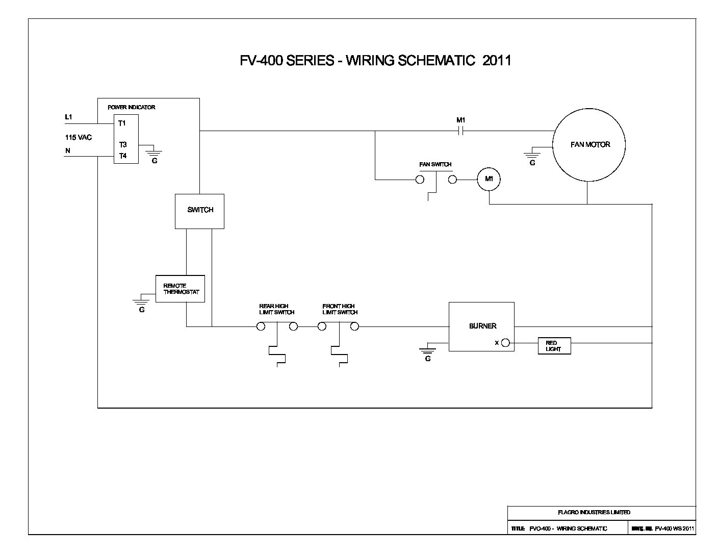 Flagro FVO-400 Wiring Schematics