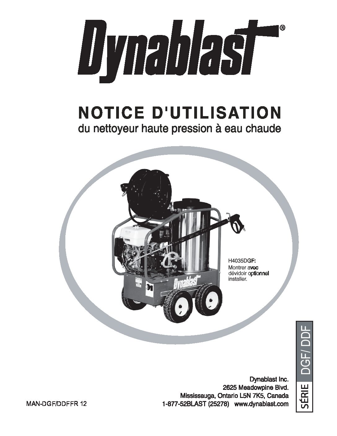 Dynablast HS4035DGFS Hot Water Pressure Washer manual French