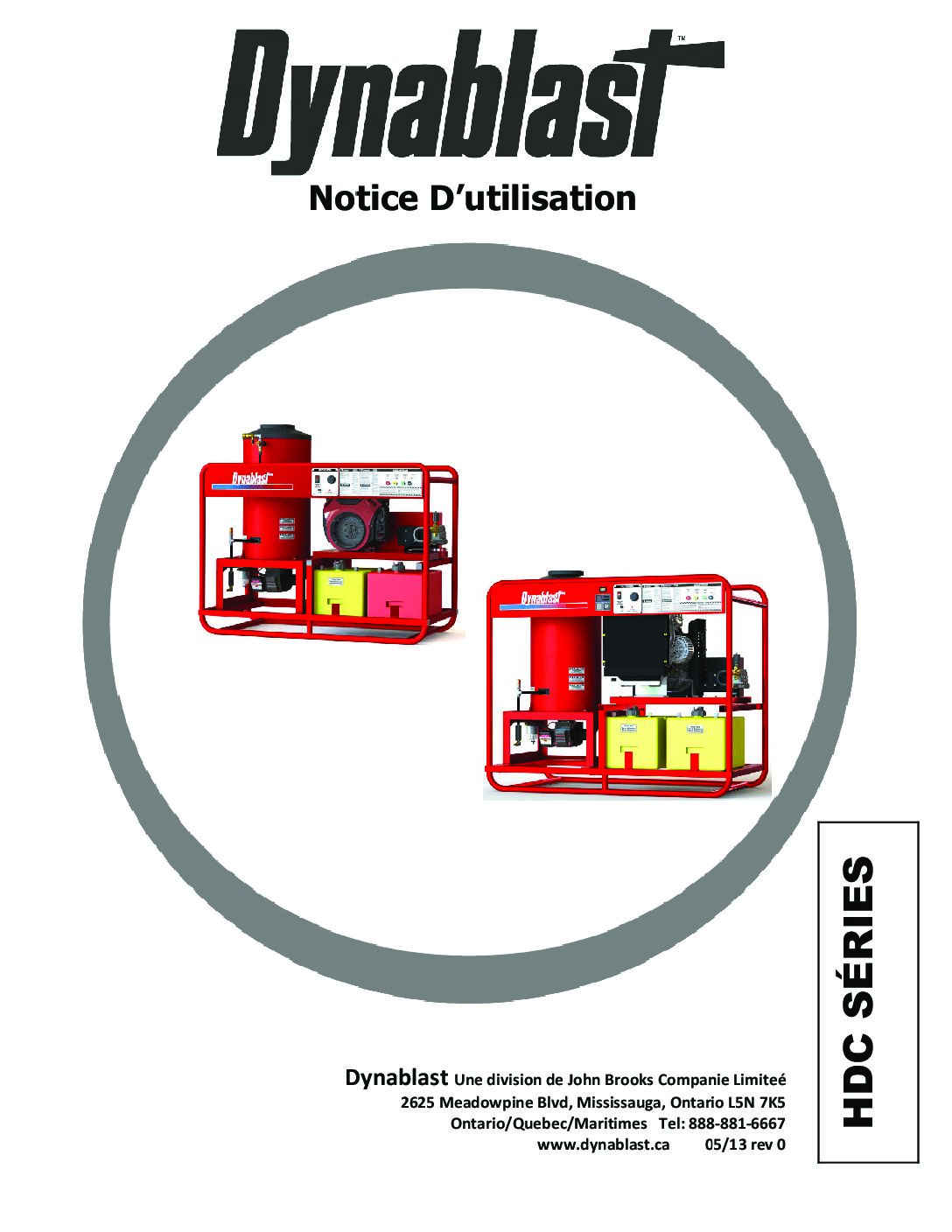 Dynablast HDC8030GHSS Hot Water Pressure Washer Manual French