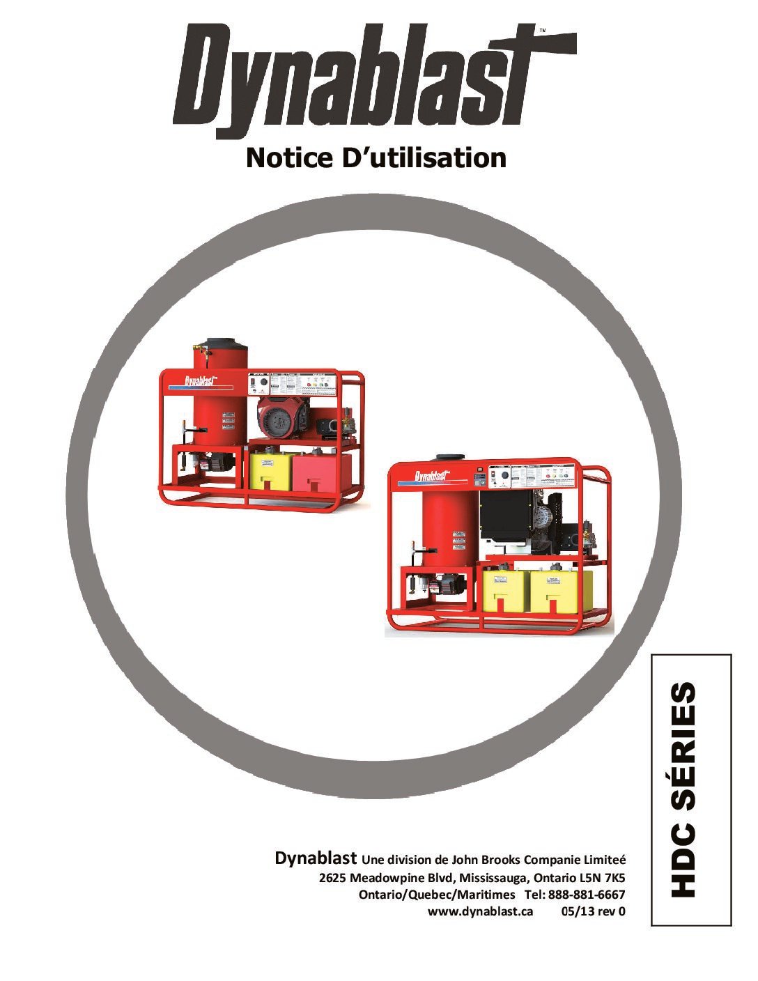 Dynablast HDC5235GHSS Hot Water Pressure Washer Manual French