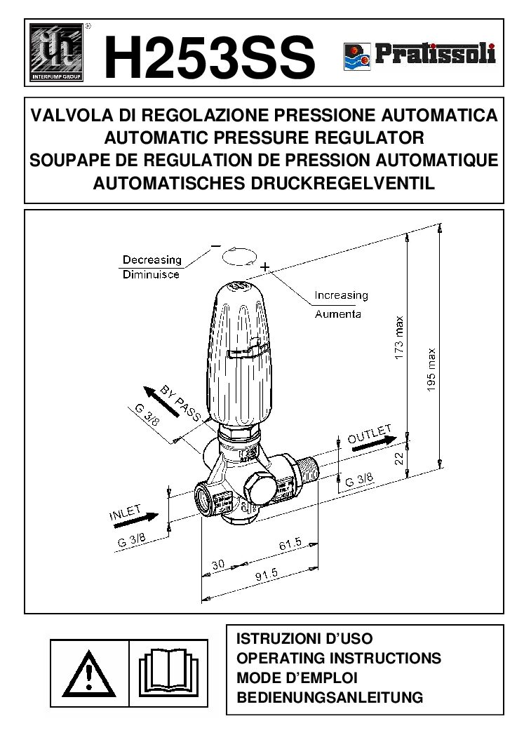 Interpump H253SS Unloader User manual