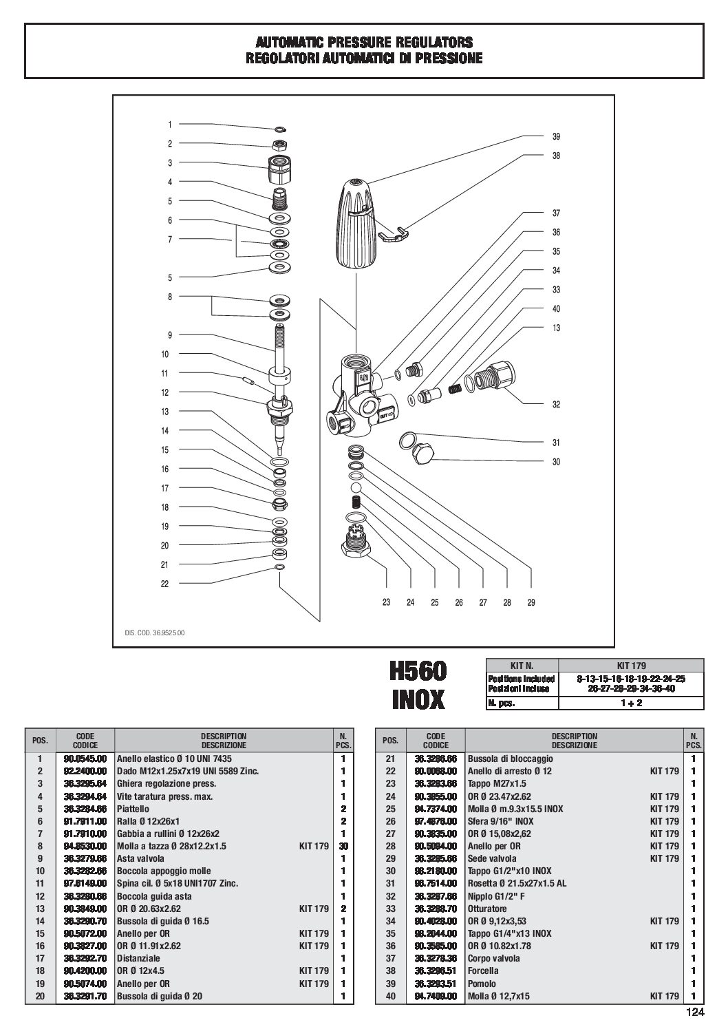 Interpump H560 Unloader Parts breakdown