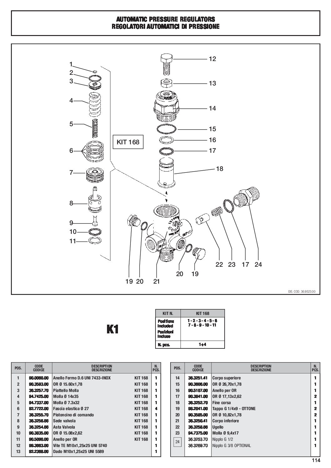 Interpump K1 Unloader Parts breakdown