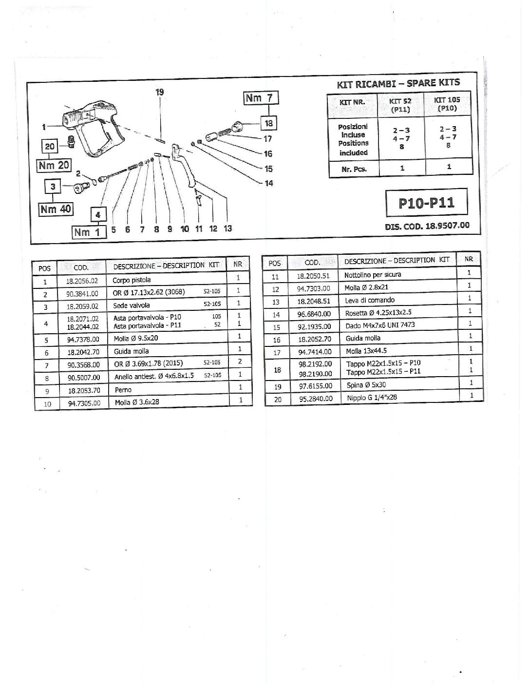 Interpump P11 Spray Gun parts breakdown