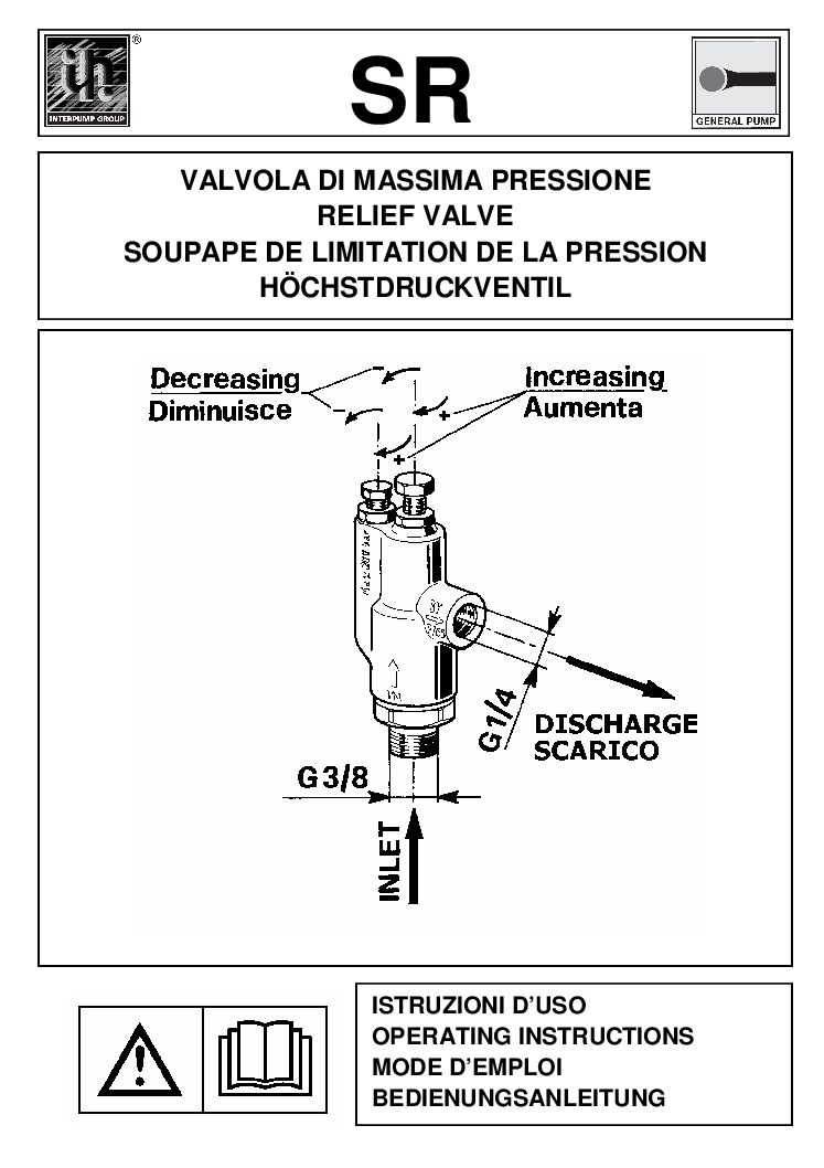 Interpump SR Regulating valve user manual