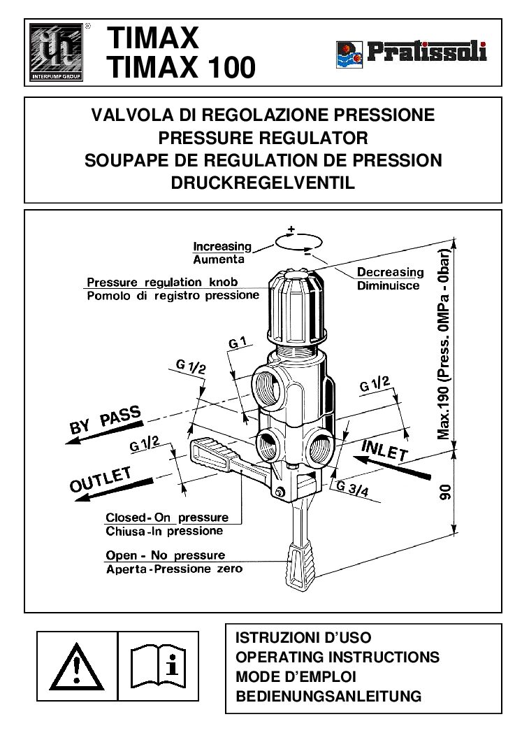 Interpump TIMAX Regulating valve user manual