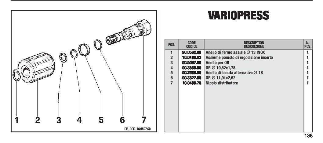 Interpump Variopress Pressure Regulator parts breakdown