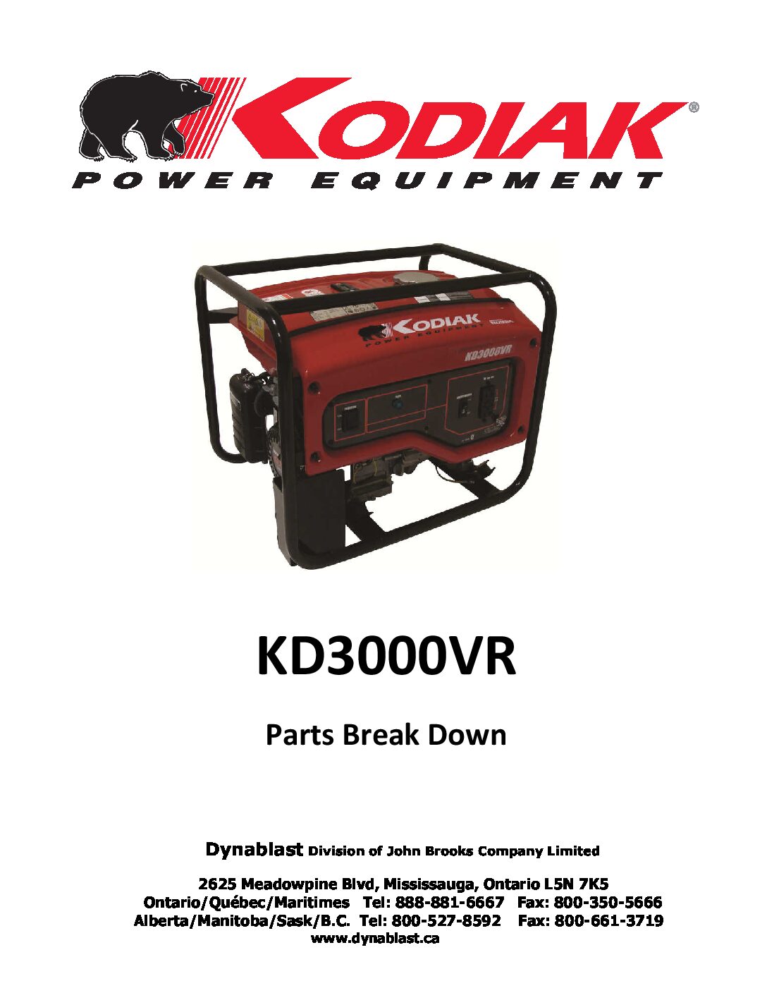 KD3000VR Parts Breakdown