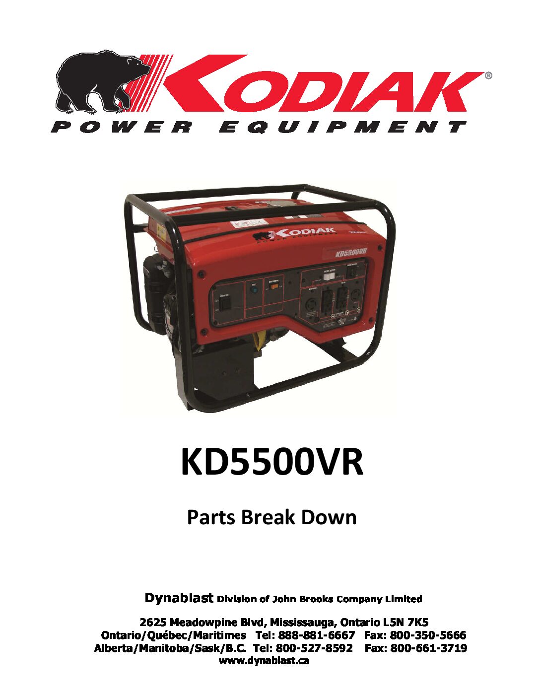 KD5500VR Generator Parts Breakdown