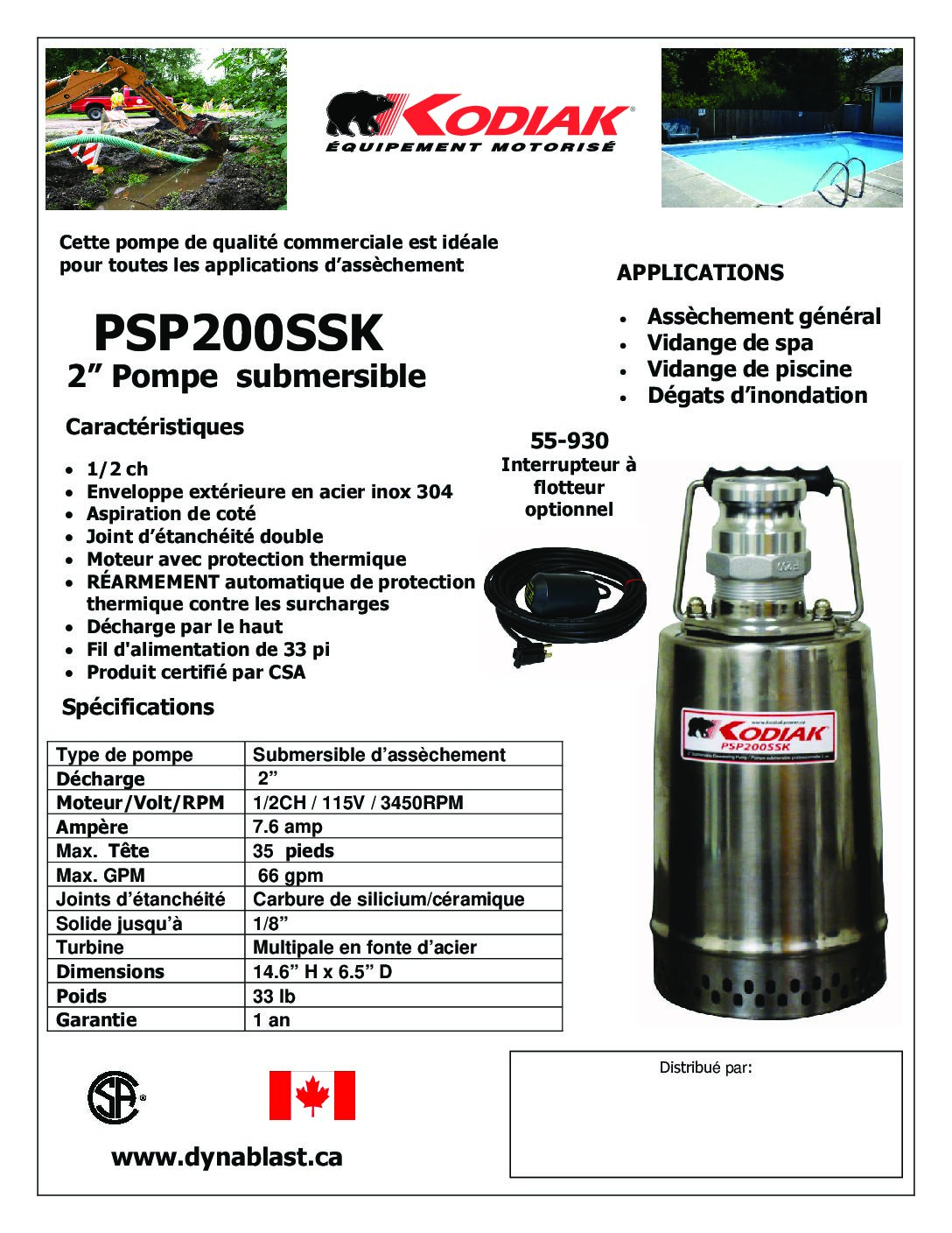 PSP200SSK French Brochure