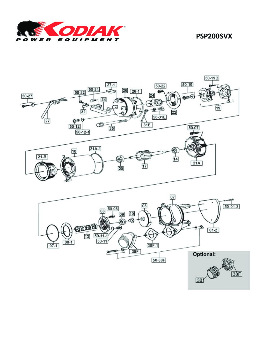 PSP200SVX parts list