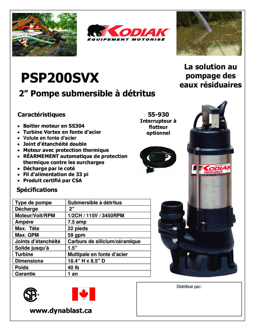 PSP200SVX Lit French