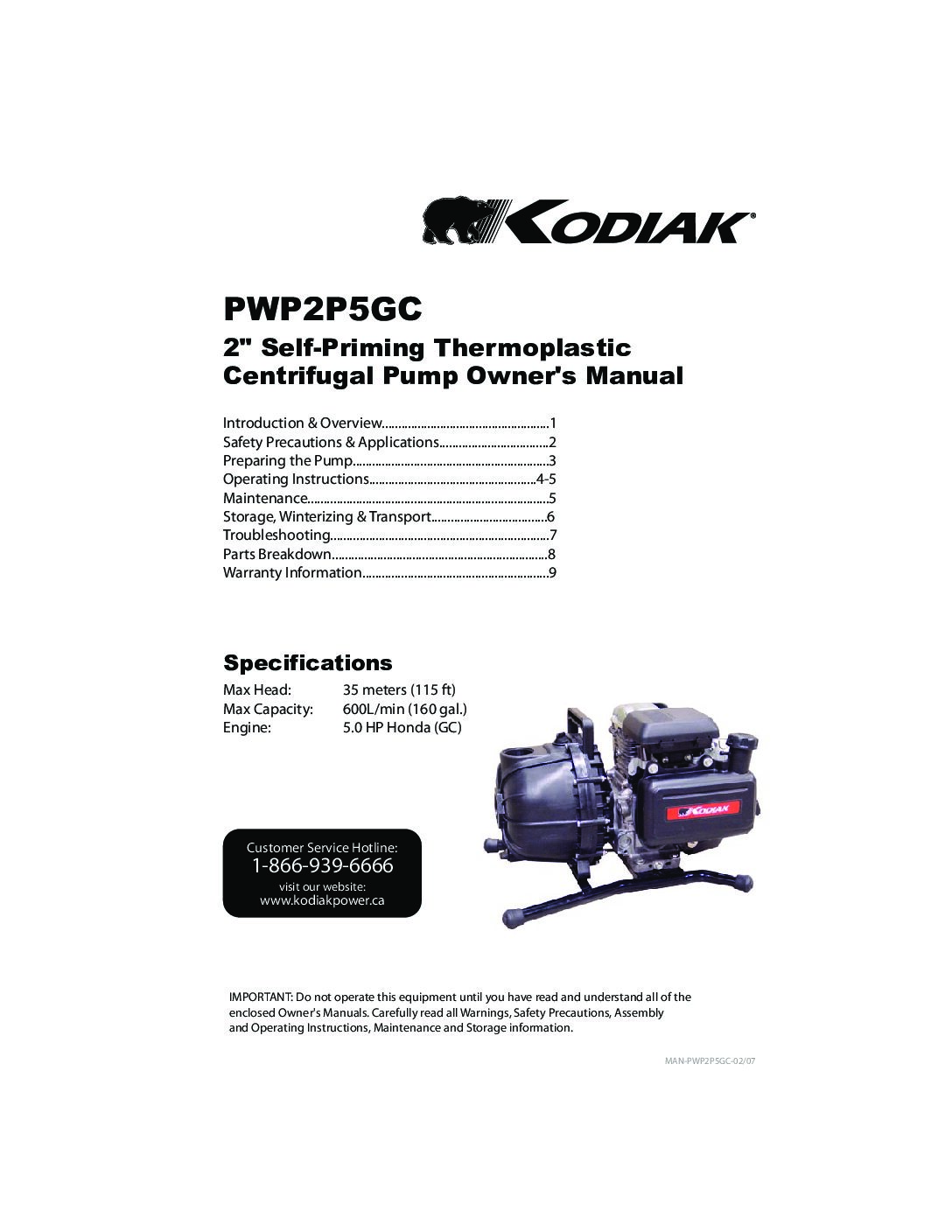 PWP3P13GX Owners Manual