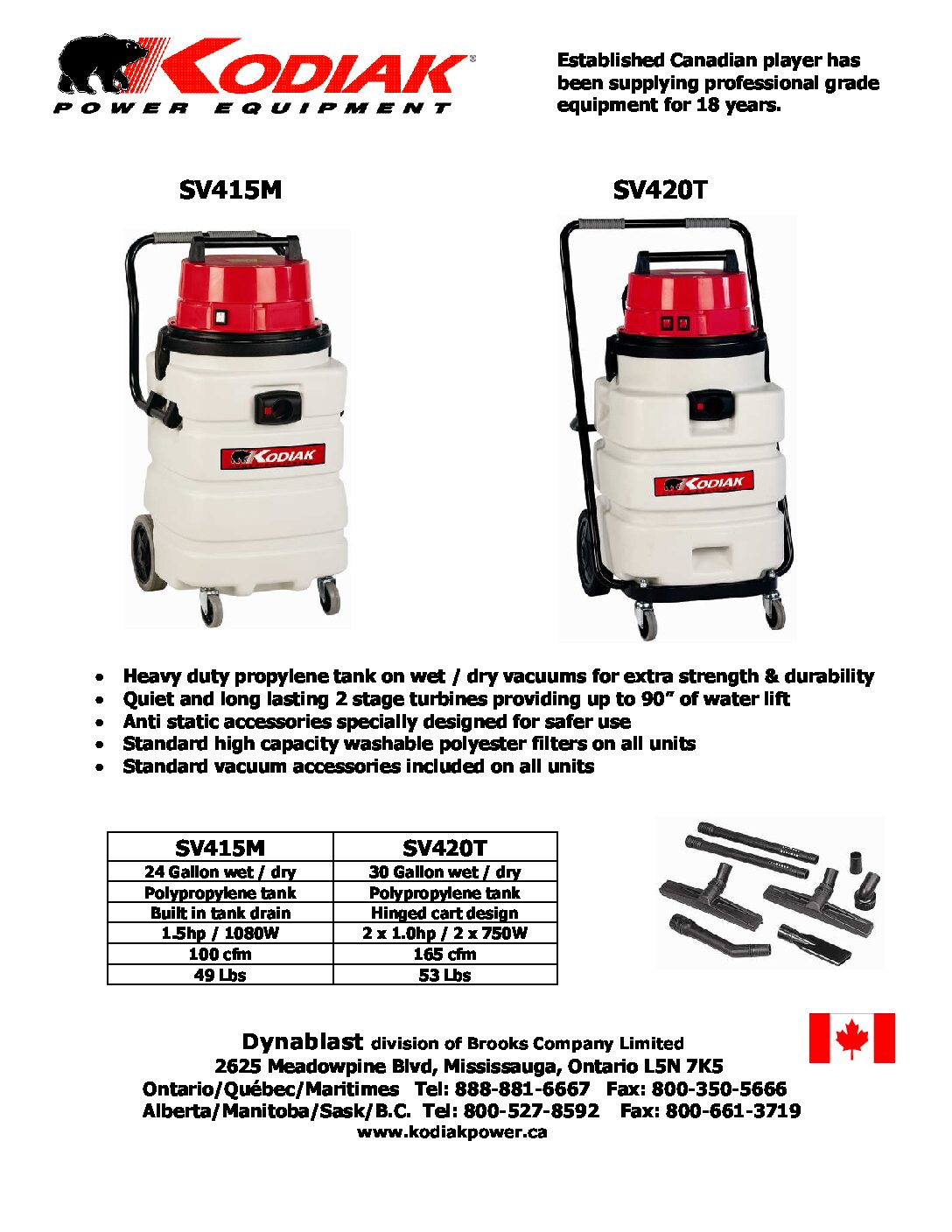 Kodiak SV420T Vacuums Product Sheet