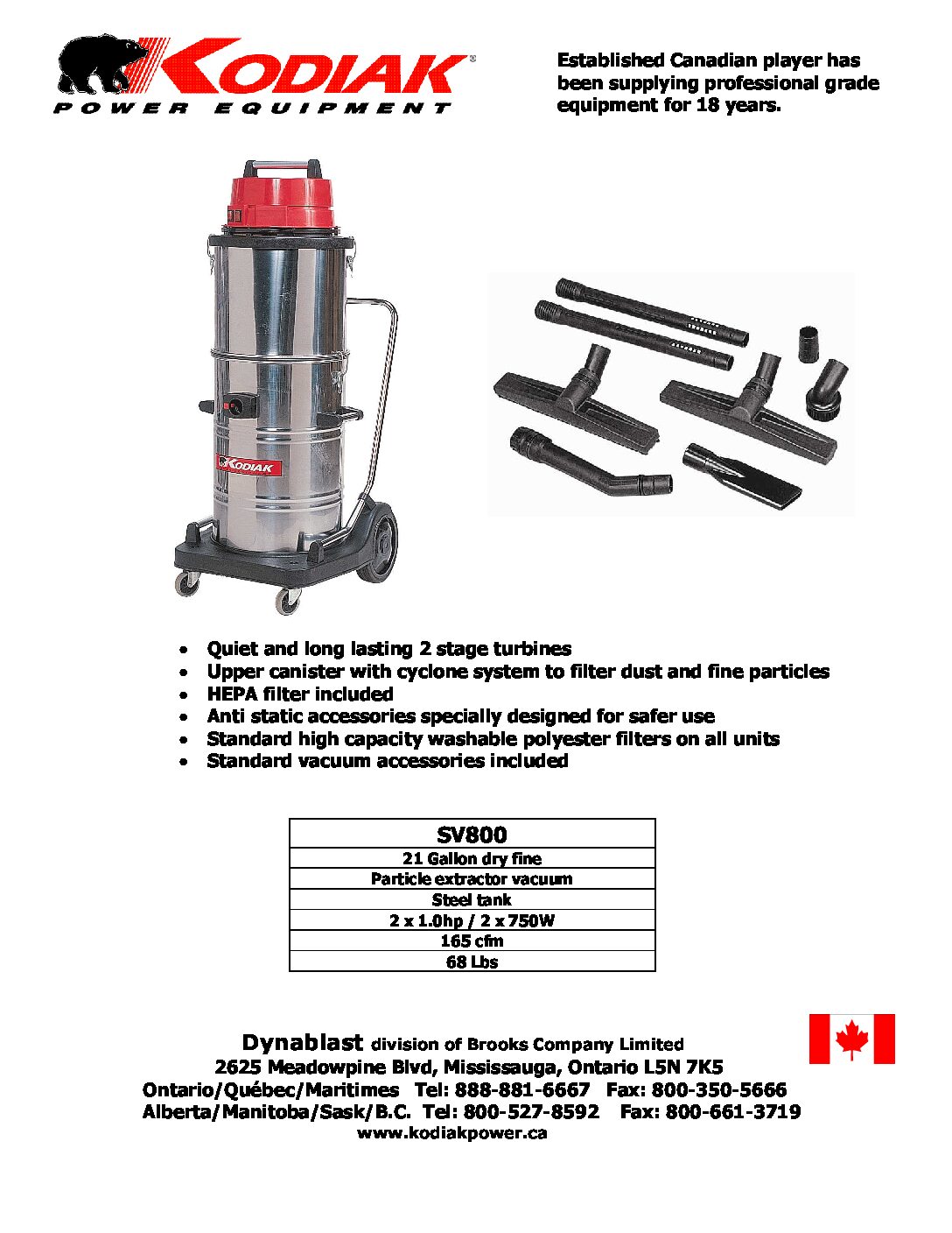 Kodiak SV800 Industrial Vacuum and Dust Extractor