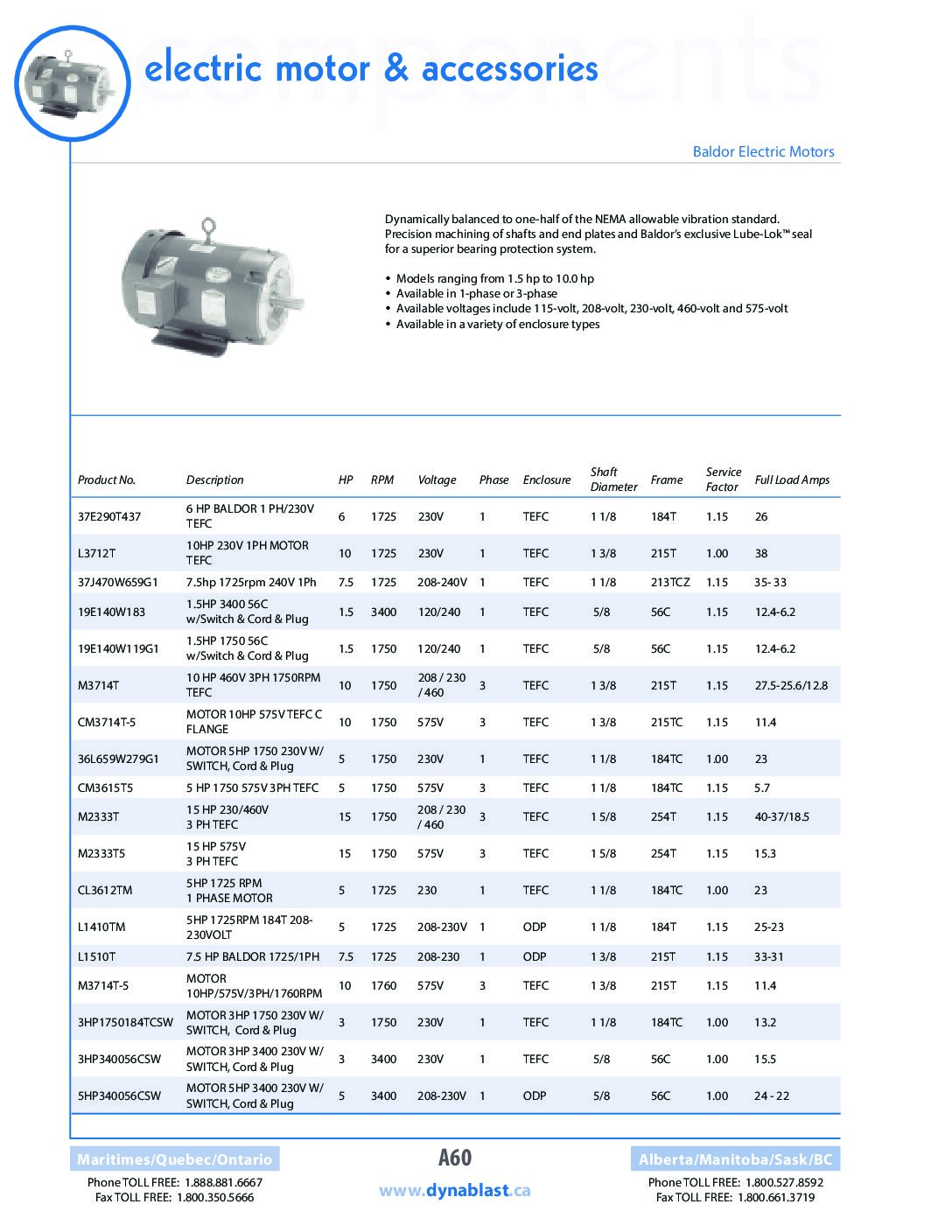 Dynablast Electric Motors Catalogue