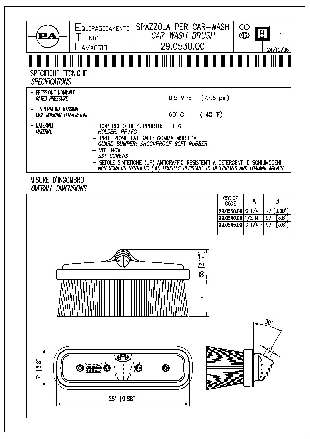 PA Car Wash Brush technical information