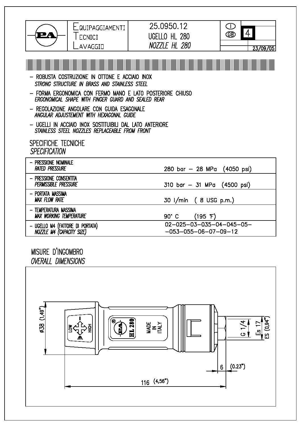 PA HL280 Variable Nozzle technical manual