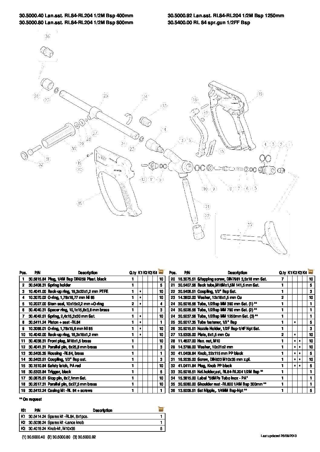 PA RL84 Spray gun parts breakdown