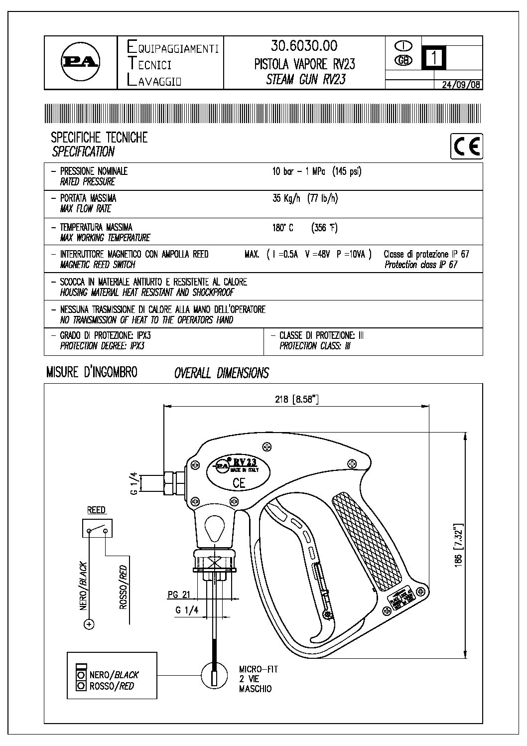 PA RV23 - 30603000P parts breakdown and technical information