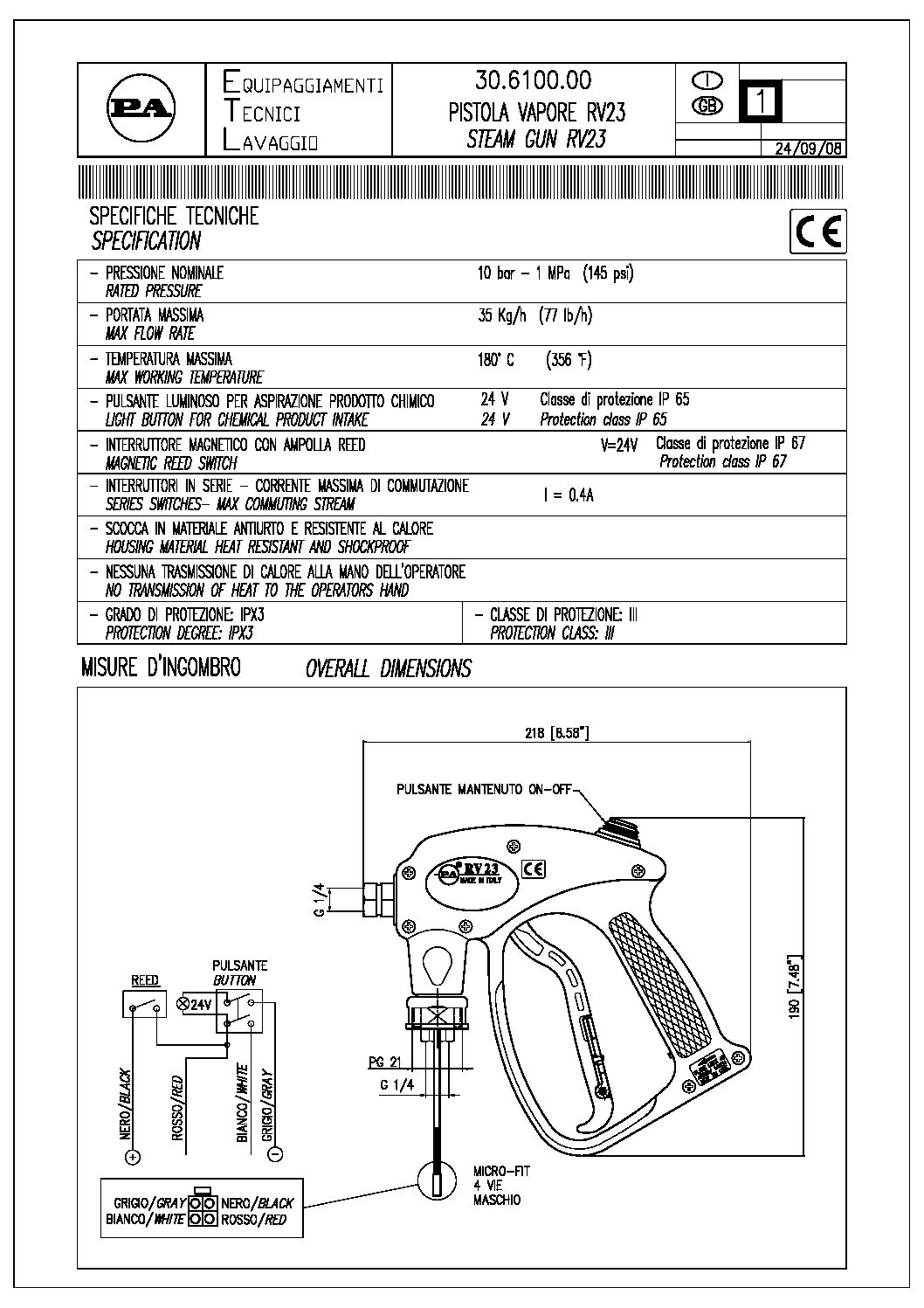 PA RV23 - 30610000P parts breakdown and technical information