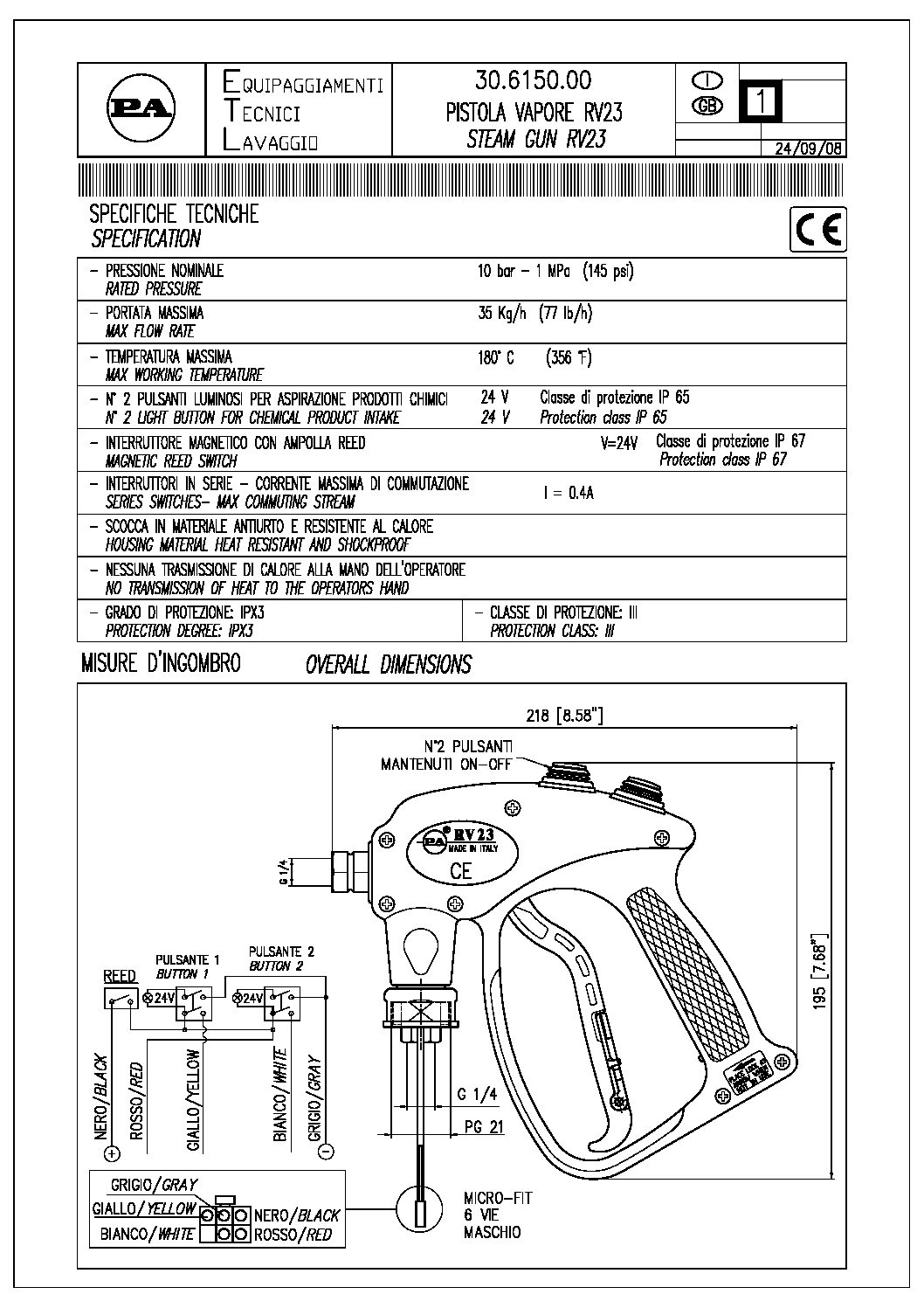 PA RV23 - 30615000P parts breakdown and technical information