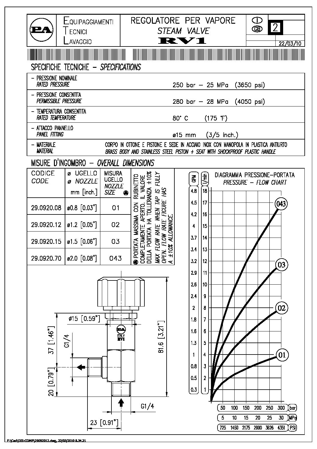 PA SV8 & SV15 steam valve techncail manual