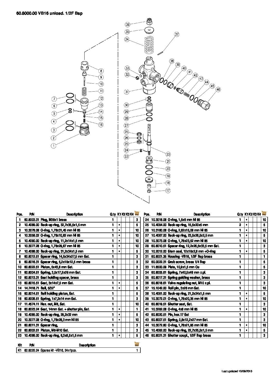 PA VB16 Unloader parts breakdown