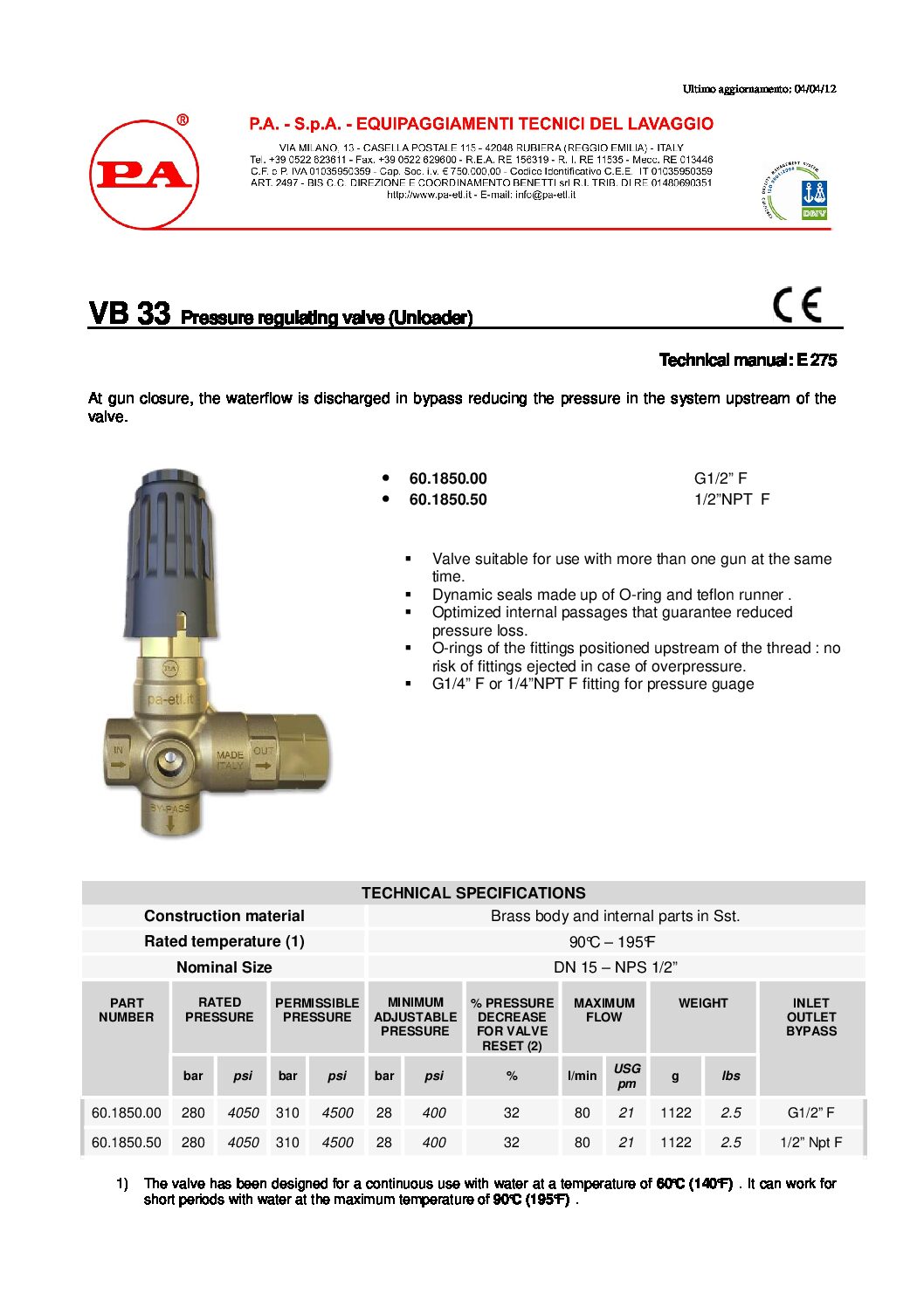 PA VB33 & VB36 Unloader technical manual