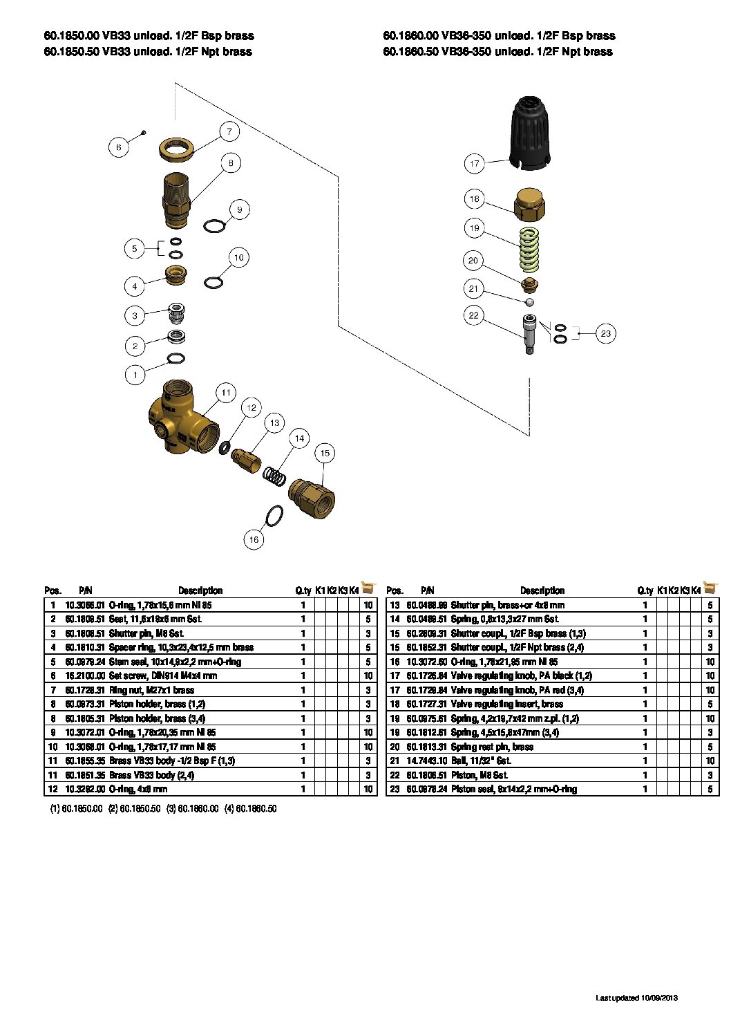 PA VB33 & VB36 Unloader parts breakdown